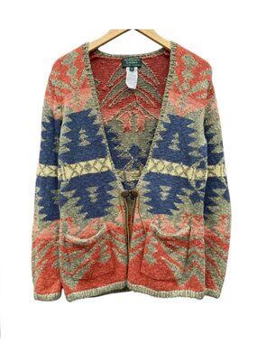 Lauren by Ralph Lauren Vintage Aztec cardigan cape hand knit